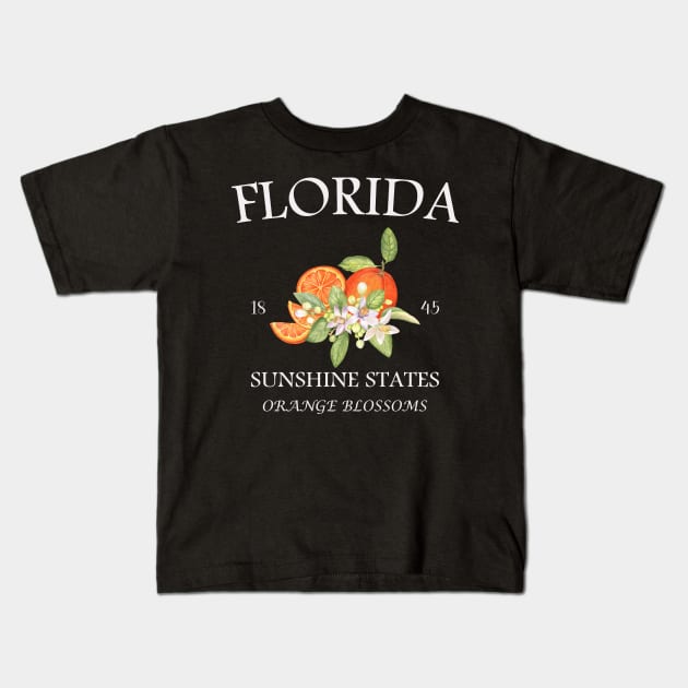 Florida 1845: Sunshine State, Orange Blossoms, and Rich History Kids T-Shirt by chems eddine